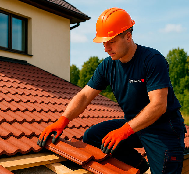 Монтаж кровли из натуральной черепицы в Кирове