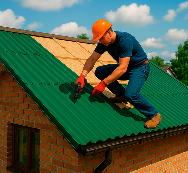 Монтаж кровли из профнастила в Кирове